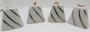 Set 4 campane mucca righe oro bianco fiore New York Giappone vintage anni 50 ornamenti - Foto 1 di 8