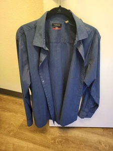 Van Heusen Blue Striped Mens Longsleeve Button up Dress Shirt Neck 17-17 1/2 - Picture 1 of 15