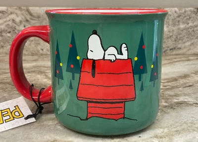 Taza de café de Navidad cacahuetes Snoopy en rojo casa para perros Woodstock bastón de caramelo nuevo Foto 1 de 4