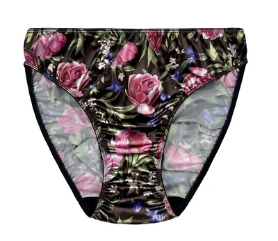 Second Skin Satin Hipster Panty Rose Floral Print M - Image 1 of 2