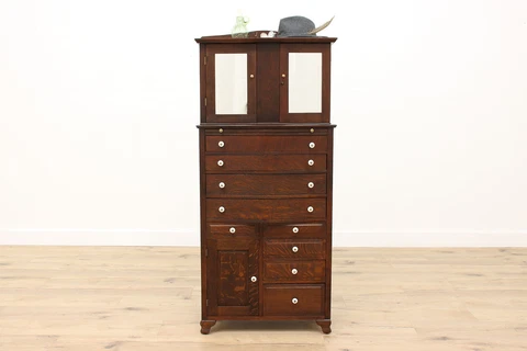 Dentist Craftsman Antique Oak Dental, Jewelry Collector Cabinet #41960 Cover