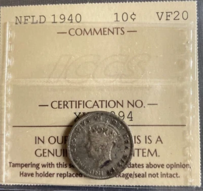 Newfoundland - 10 Cents - 1940 - ICCS Certified  - VF-20 - Image 1 of 3