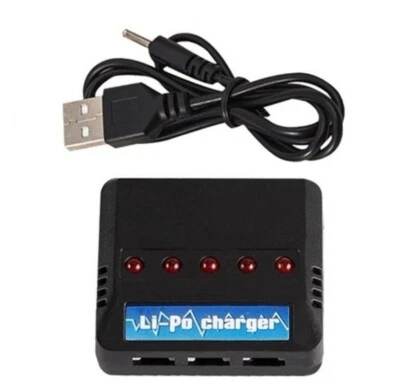 Lipo USB Batterie charger 3.7V 1S with Losi/JST MX 2mm connector 5 slots - Photo 1/2
