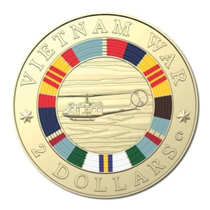 2023 $2 Vietnam War Anniversary 'C' Mintmark coloured UNC 🚁IN STOCK - Bild 1 von 3