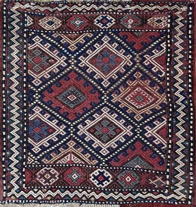 Antigua alfombra Shahsavan Soumak Kilim/1900, 19" x 21" #17532 - Imagen 1 de 6
