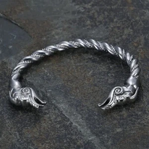 Viking Raven Bangle Huginn Muninn Bracelet Fits 6-7 inch Wrists Small Heritage - Picture 1 of 3