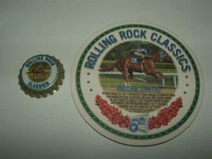 VINTAGE SECRETARIAT ROLLING ROCK BEER BOTTLE CAP COASTER LOT HORSE RACE CLASSICS - Picture 1 of 6