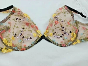 Victoria Secret Unlined Underwire Demi Bra 36DDD NEW Floral Lace Black Dream - Picture 1 of 4