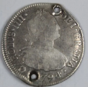 1794 DA(SANTIAGO-CHILE) 2 REALES (SILVER) ----VERY SCARCE----- - Picture 1 of 2