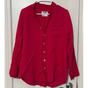 Flax Long Sleeve Red Button Up Blouse Women's Size Small L2 - Picture 1 of 5