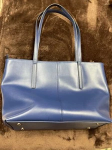 NAWO Commuter Tote Fine Leather Navy Blue New Without Tags - Picture 1 of 12