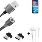 Data Charging Cable For + Headphones Umidigi G1 + Usb Type C A. Micro-Usb Adapte