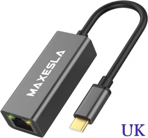 Maxesla Plug &Play 1000Mbps Faster USB C Thunderbolt to Ethernet Gigabit Adapter - Picture 1 of 7