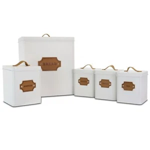MegaChef Kitchen Food Storage and Organization 5 Piece Canister Set in White - Picture 1 of 1