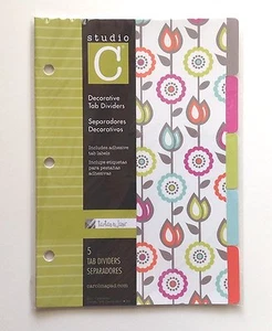 Studio C Decorative 5 Tab Dividers, 6" x 8.5" - for 8.5" x 5.5" Ring Binders, Ta - Picture 1 of 2