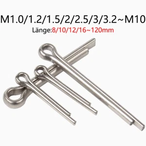 Splinte 304 Edelstahl geteilter Haltestifte M1/1.2/1.5/2/2.5/3/3.2/4/5/6/6.3~M10 - Picture 1 of 9