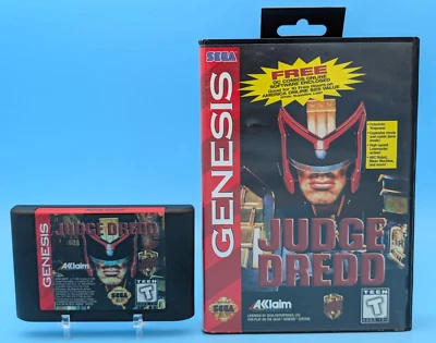 Judge Dredd (Sega Genesis, 1995) with Case & Cartridge - Tested & Working - Image 1 of 4