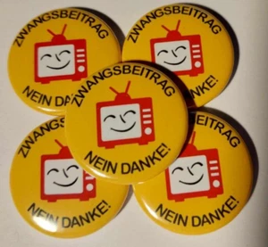 1x Zwangsbeitrag? Nein Danke! Button Freiheit Frieden Anti GEZ FCK Grüne Protest - Picture 1 of 1
