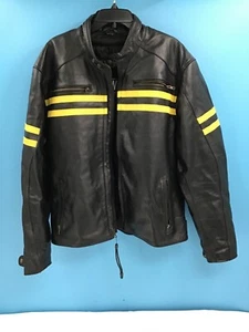 #HWK HWK Motorsports 'Black & Yellow' Leather Jacket - Men's Size XXL - Picture 1 of 6