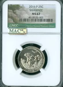 2016 P SHAWNEE QUARTER NGC MS67 PQ MAC SPOTLESS * - Picture 1 of 2