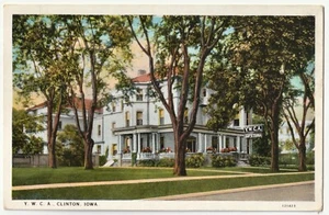 YMCA Clinton, Iowa IA muestra letrero de cafetería - postal dividida sin publicar - Imagen 1 de 2