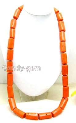 Collar largo de coral naranja natural de 15-20 mm de espesor para mujer 38" Foto 1 de 4