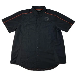Harley Davidson Motorcycles Button Up Shirt Skulls Black on Black Size XL - Picture 1 of 6