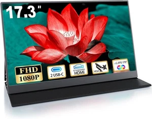 COOLHOOD Monitor für Laptop Tragbar 1080P 15V 17,3" LCD USB HDMI Schwarz - Afbeelding 1 van 1