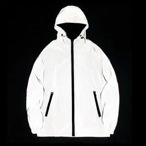 NEU GRÖßE Nacht Reflektierende Jacken Doppel Stoff Windbreaker Kapuzenjacke Herren - Bild 1 von 23