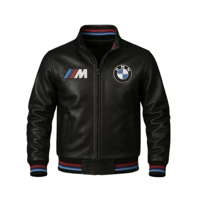 BMW Motorrad Black Motorcycle Racing Leather Jacket  Cowhide Leather Jacke - Image 1 of 3