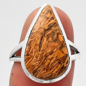 Natural Coquina Fossil Jasper India 925 Sterling Silver Ring s.7 Jewelry R-1005 - Picture 1 of 5