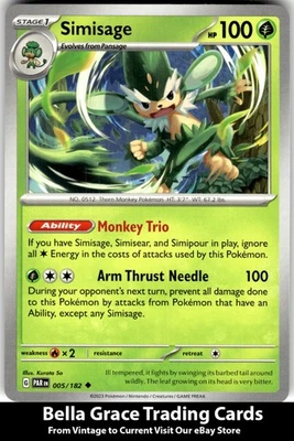 Simisage #005/182 SV04: Paradox Rift Pokemon Uncommon - Image 1 of 2