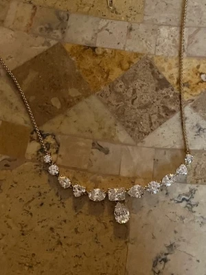 Nadri Gold Tone Cubic Zirconia Cora Pear Drop Frontal Necklace $175 NWOT - Image 1 of 4