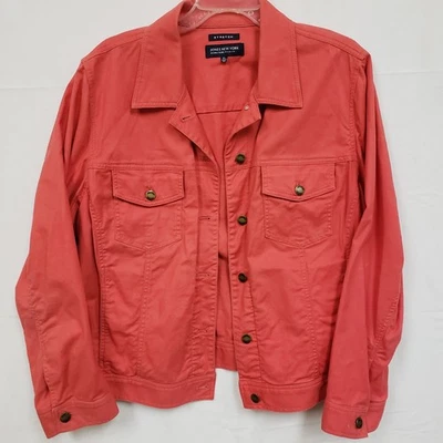 Jones New York 2XL Womens Rose Coral Denim Style Stretch Jacket Buttons Pockets  - Image 1 of 4