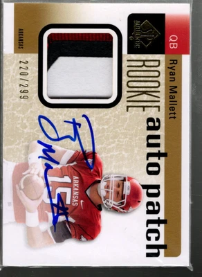 B3818- 2011 SP Authentic #208 Ryan Mallett Auto Jersey /299 SAMPLE PIC - Image 1 of 2