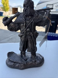 1990 MICHAEL GARMAN HIGH TRAIL MOUNTAIN MAN PENSIONIERT BRONZETON SKULPTUR SIGNIERT - Bild 1 von 16
