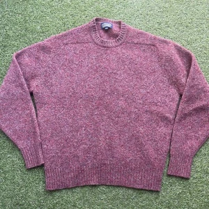 Suéter de Lana Shetland Lands End De Colección Para Hombre XL Rojo Hecho en Escocia Crew - Imagen 1 de 5