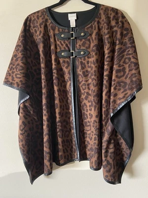 Chico's Women's Leopard Print Poncho, OS - Image 1 of 4