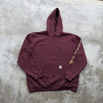 Carhartt Heavy Weight 连帽衫男式 2XL 红色栗色金色  — 第 1/4 张图片