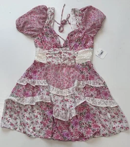 Altar’d State Aderny Floral Mini Dress In Pink Size Small NWT - Picture 1 of 3