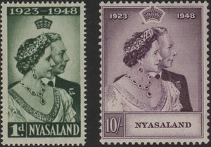British Nyasaland George VI Silver wedding stamp pair SG 161-162 mint - Picture 1 of 1