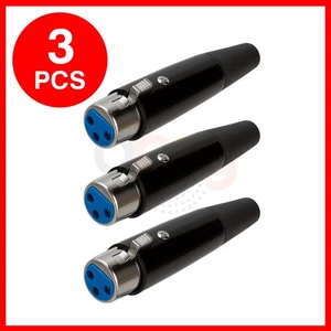 3 Pack XLR 3-Pin Female Straight Connector Speaker Microphone Cable Jack Black - Picture 1 of 3