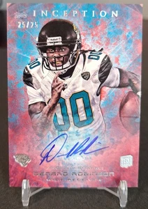 2013 Topps Inception Red DENARD ROBINSON ON CARD AUTO RC #25/25 SSP Custodia Hit - Foto 1 di 3
