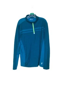 Fila Sport Men's Large 1/4 Zip Pullover Activewear Teal & Neon Long Sleeve 4262 - Picture 1 of 9