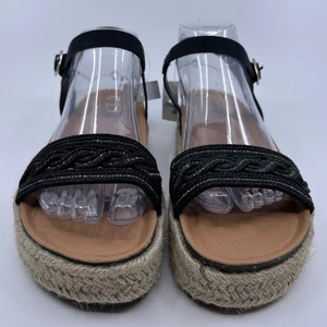Top Moda Sandals Women 9 Black Athens-1 Platform Espadrilles Ankle Strap Boho - Picture 1 of 11