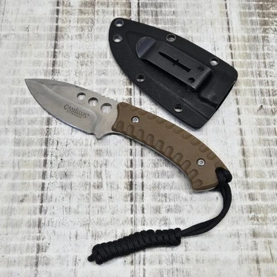 Camillus Titanium Tactical Boot Knife Brown Handle w/ Sheath - Image 1 of 4