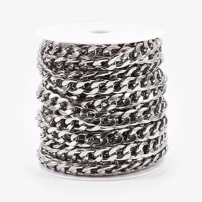 Cadena cubana de acero inoxidable de 10 m con carrete para hacer joyas grueso eslabón sin soldar Foto 1 de 3