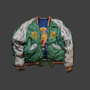 Medium 50er Jahre Japanische Souvenir Jacke Wende Thrashed Vintage - Bild 1 von 20