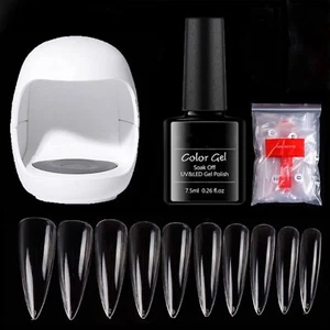 Nail Tips and Glue Gel Kit with Ultra-Portable LED Nail Lamp Mini UV LED Lamp - Picture 1 of 6