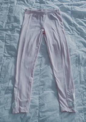 Janie and Jack Pink Leggings w/Ivory Satin Ribbon - Size 7 - Image 1 of 3